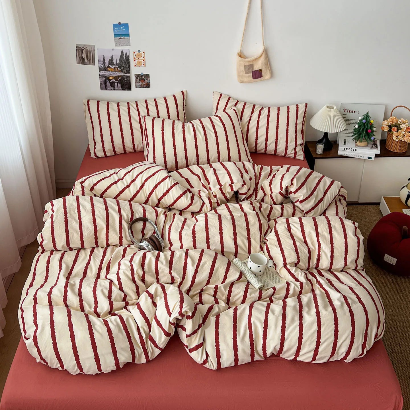 Stripe Series Soft Bedding Set Colorful Duvet Cover Pillowcases Flat Sheets Comforter Sets