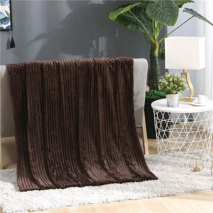 Winter Flannel Blankets for Beds Solid Coral Fleece Faux Fur Throw Coverlet Sofa Cover Bedspread Soft Fluffy Plaid Blankets