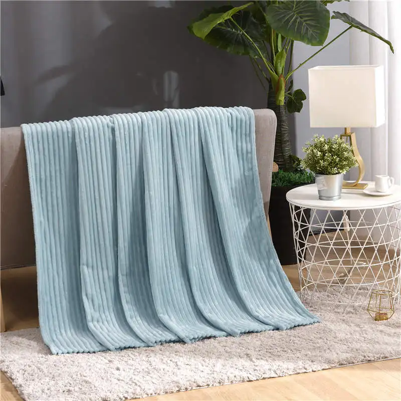 Winter Flannel Blankets for Beds Solid Coral Fleece Faux Fur Throw Coverlet Sofa Cover Bedspread Soft Fluffy Plaid Blankets
