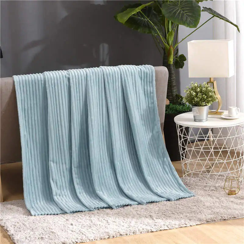 Winter Flannel Blankets for Beds Solid Coral Fleece Faux Fur Throw Coverlet Sofa Cover Bedspread Soft Fluffy Plaid Blankets