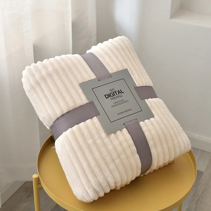 Winter Flannel Blankets for Beds Solid Coral Fleece Faux Fur Throw Coverlet Sofa Cover Bedspread Soft Fluffy Plaid Blankets