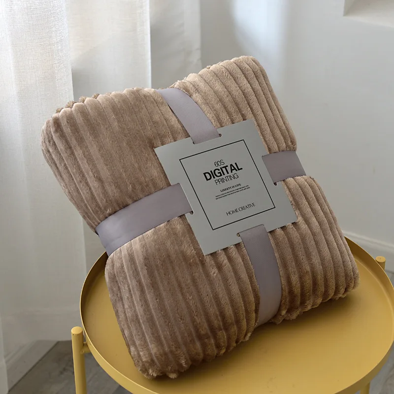 Winter Flannel Blankets for Beds Solid Coral Fleece Faux Fur Throw Coverlet Sofa Cover Bedspread Soft Fluffy Plaid Blankets