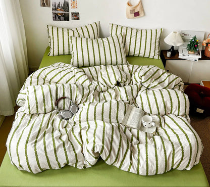 Stripe Series Soft Bedding Set Colorful Duvet Cover Pillowcases Flat Sheets Comforter Sets 