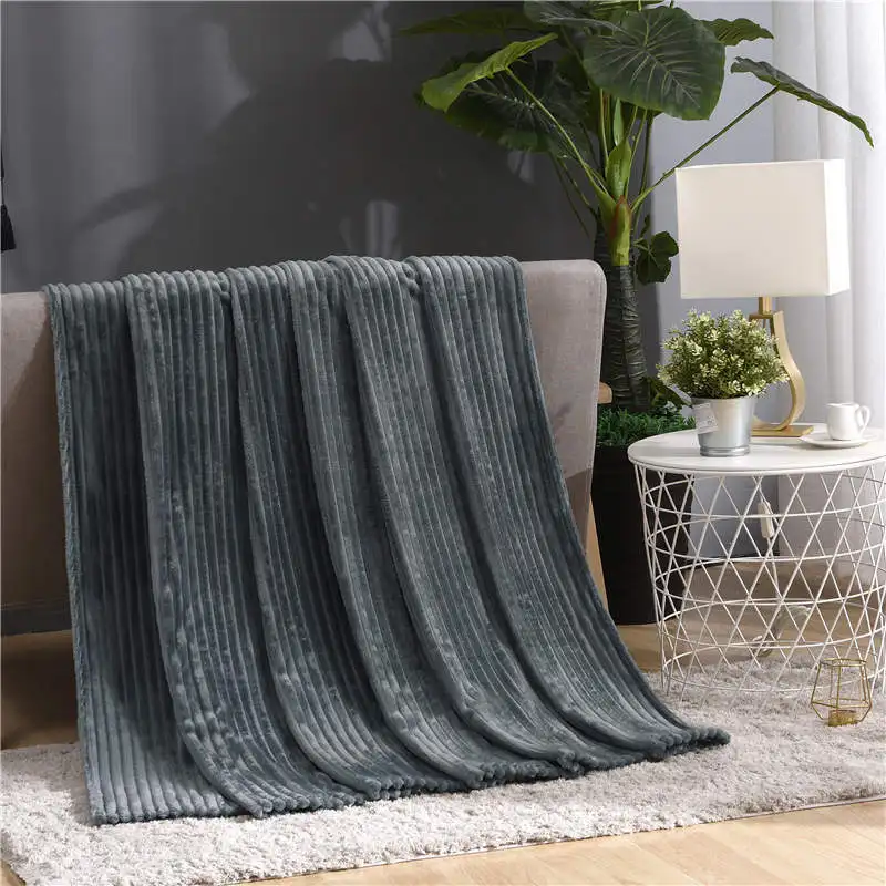 Winter Flannel Blankets for Beds Solid Coral Fleece Faux Fur Throw Coverlet Sofa Cover Bedspread Soft Fluffy Plaid Blankets