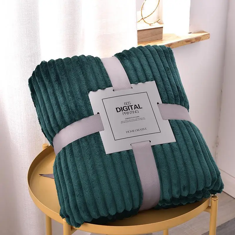 Winter Flannel Blankets for Beds Solid Coral Fleece Faux Fur Throw Coverlet Sofa Cover Bedspread Soft Fluffy Plaid Blankets