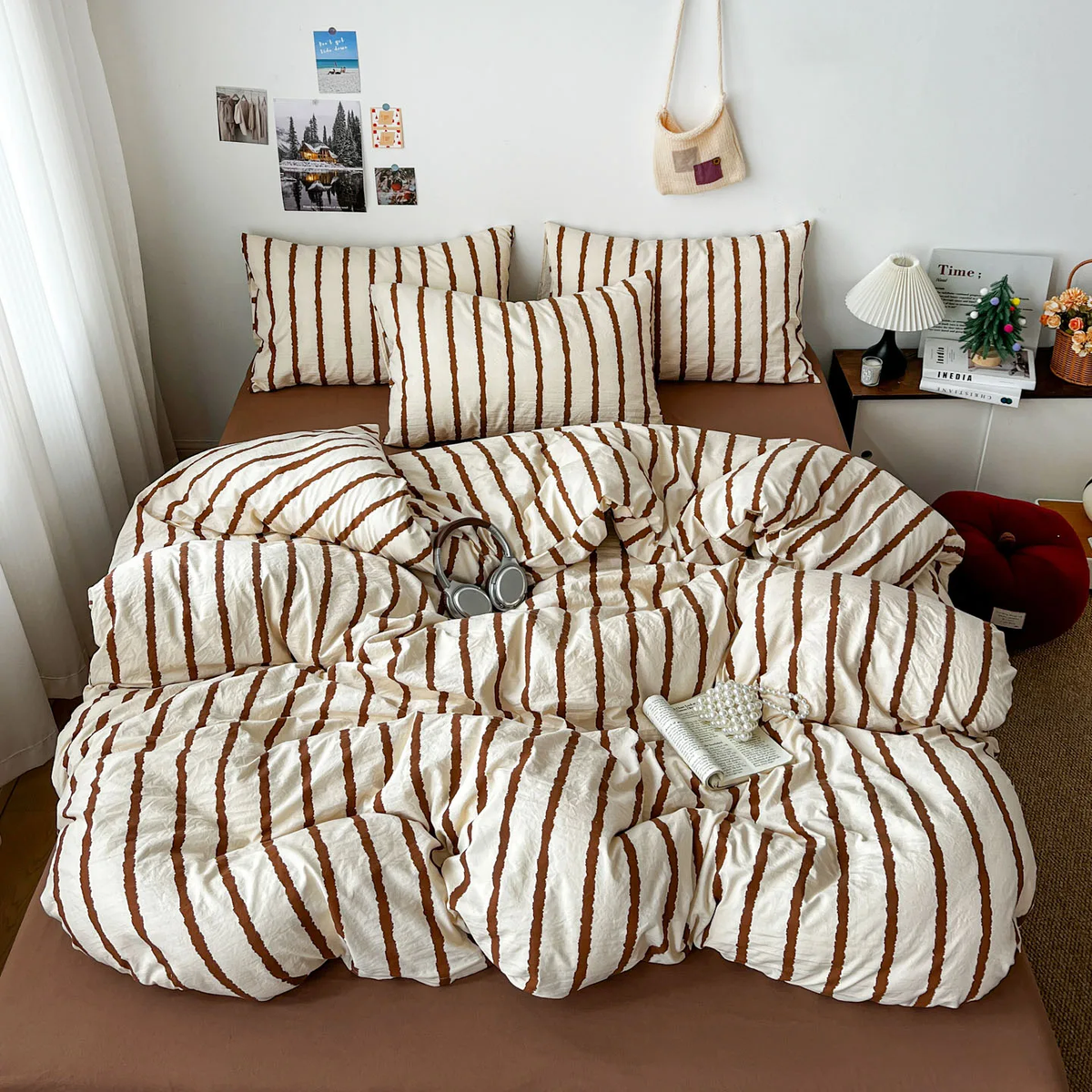 Stripe Series Soft Bedding Set Colorful Duvet Cover Pillowcases Flat Sheets Comforter Sets 