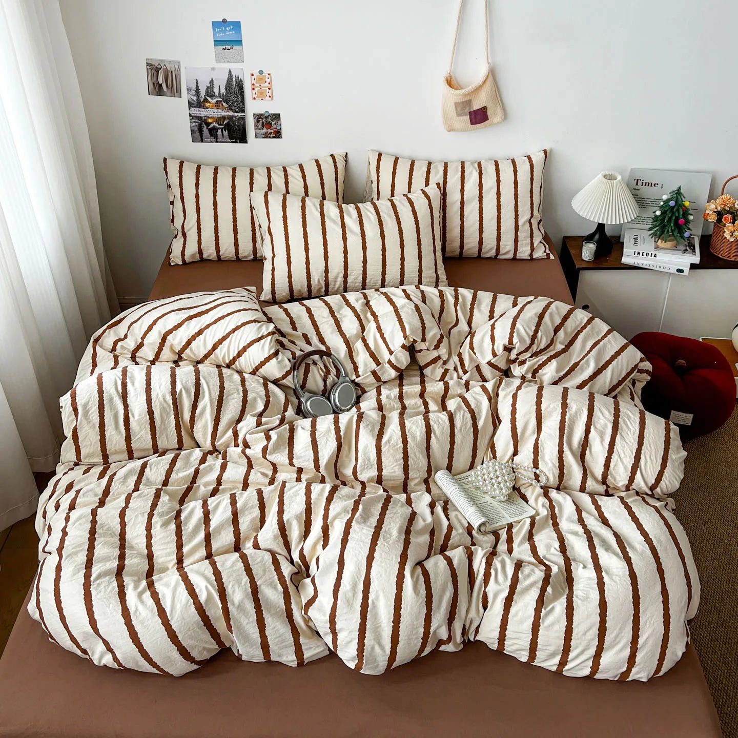 Stripe Series Soft Bedding Set Colorful Duvet Cover Pillowcases Flat Sheets Comforter Sets 