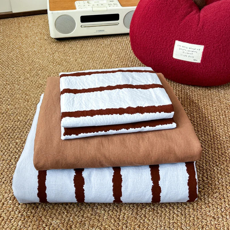 Stripe Series Soft Bedding Set Colorful Duvet Cover Pillowcases Flat Sheets Comforter Sets 