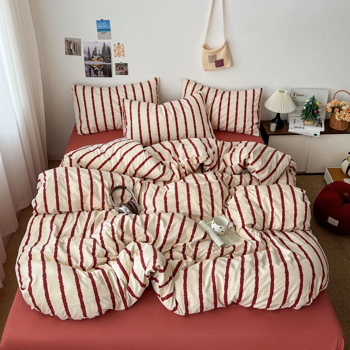 Stripe Series Soft Bedding Set Colorful Duvet Cover Pillowcases Flat Sheets Comforter Sets 