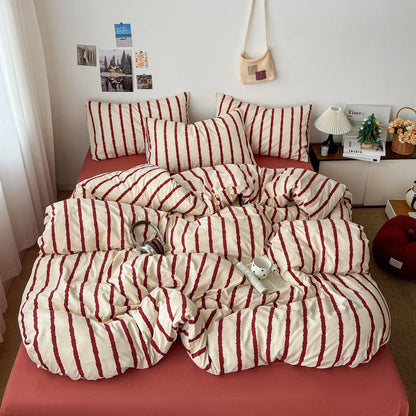 Stripe Series Soft Bedding Set Colorful Duvet Cover Pillowcases Flat Sheets Comforter Sets 