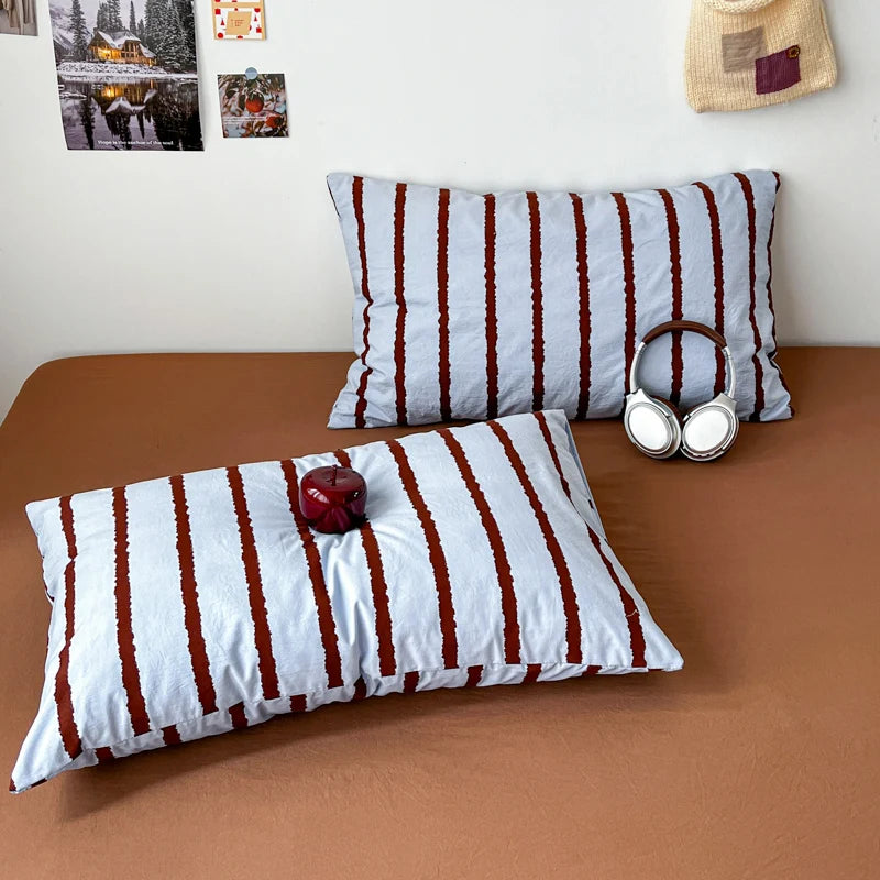 Stripe Series Soft Bedding Set Colorful Duvet Cover Pillowcases Flat Sheets Comforter Sets 