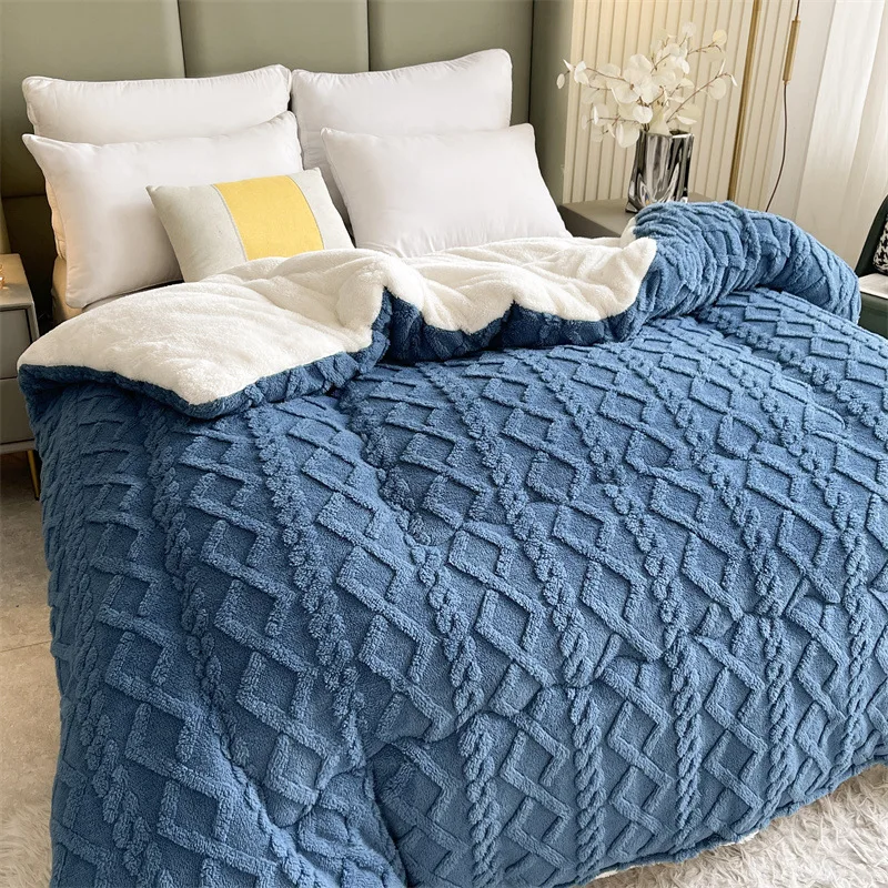 New Super Thickened Warm Winter Blankets for Beds Artificial Lamb Cashmere Weighted Blankets Soft Fluffy Warmth Comforter Duvet