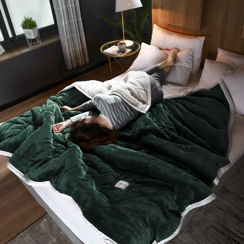 Fleece Blankets and Throws Thick Warm Winter Blankets Home Super Soft Duvet Luxury Solid Blankets on Twin Bedding