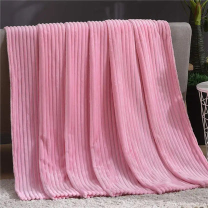 Winter Flannel Blankets for Beds Solid Coral Fleece Faux Fur Throw Coverlet Sofa Cover Bedspread Soft Fluffy Plaid Blankets