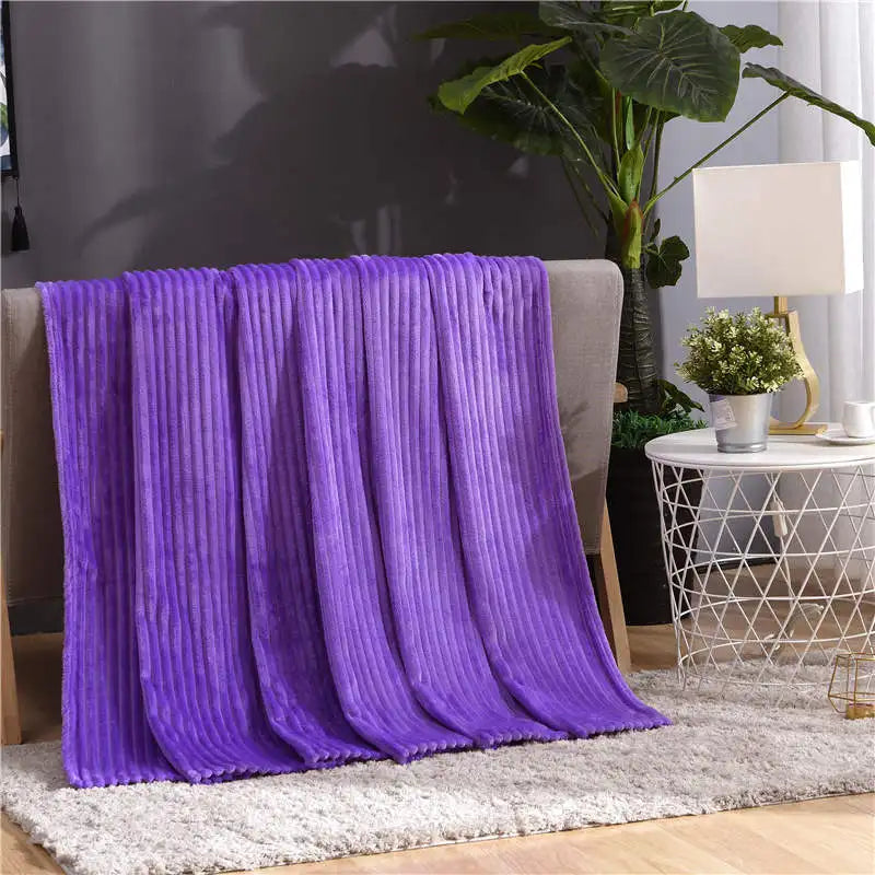 Winter Flannel Blankets for Beds Solid Coral Fleece Faux Fur Throw Coverlet Sofa Cover Bedspread Soft Fluffy Plaid Blankets
