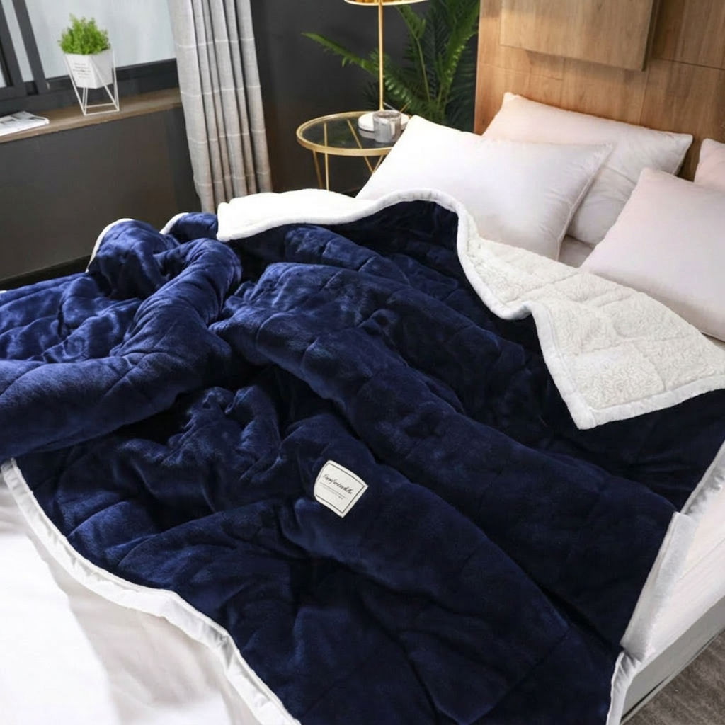 Thick Warm Winter Blankets Home Super Soft Duvet Luxury Solid Blankets on Twin Bedding